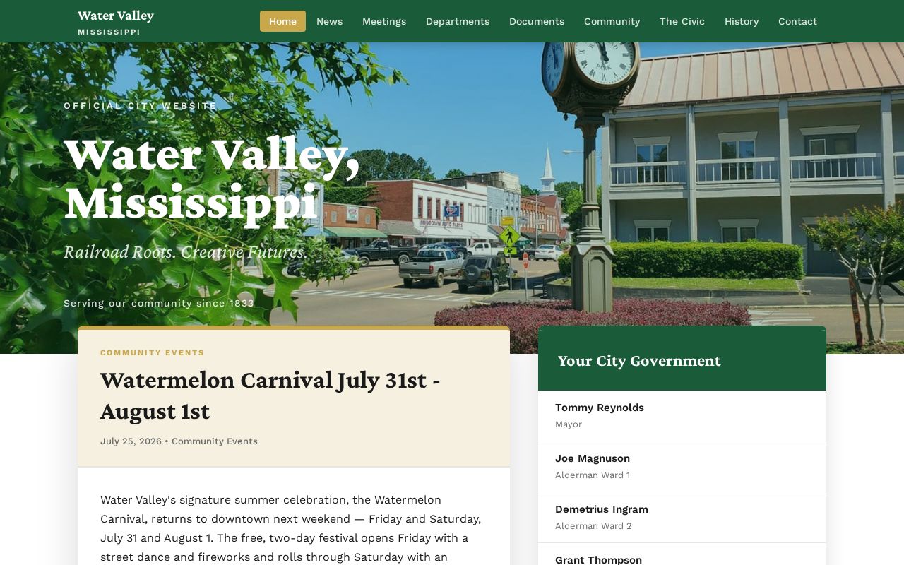 Water Valley court docket city records context