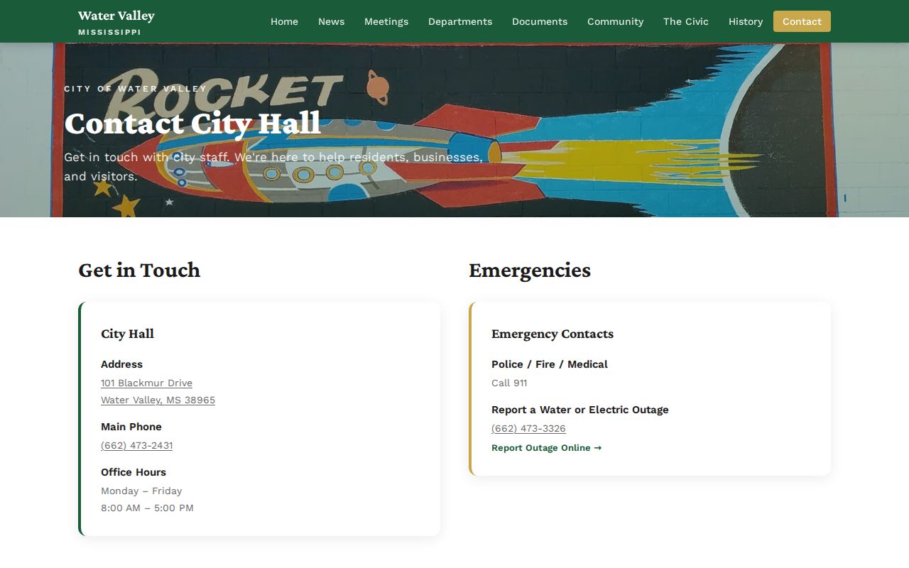 Water Valley court docket route at Water Valley City Hall
