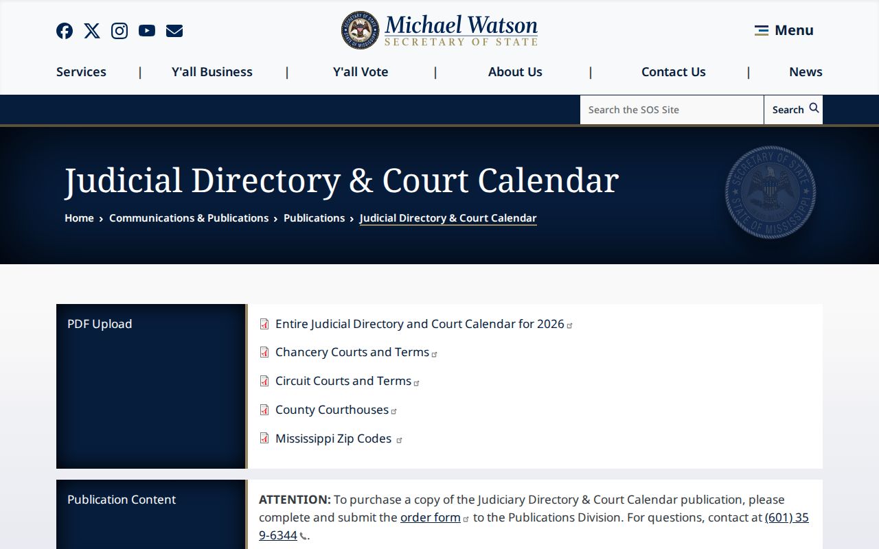 Yalobusha County court docket judicial directory