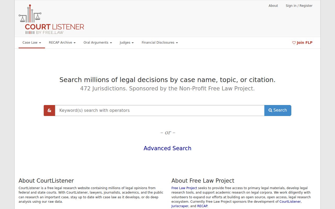 Yalobusha County case search distinction from CourtListener federal docket resource