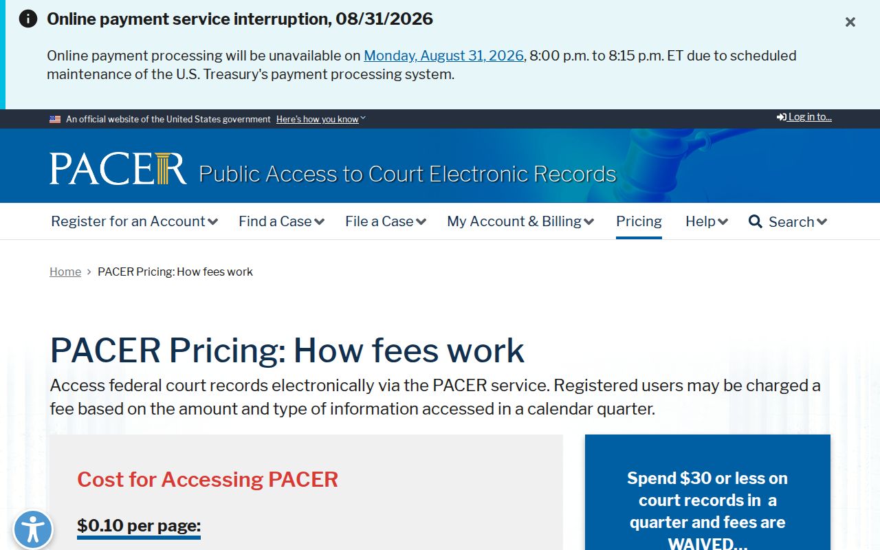 Yalobusha County case search comparison with federal PACER access information