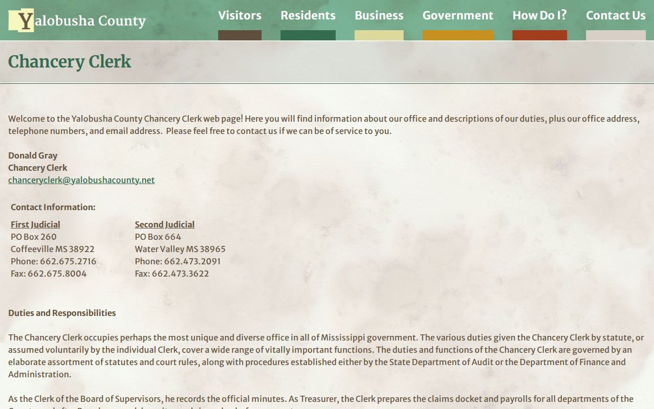 Yalobusha County civil docket Chancery Clerk page