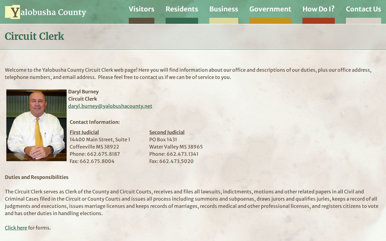 Yalobusha County criminal docket Circuit Clerk page